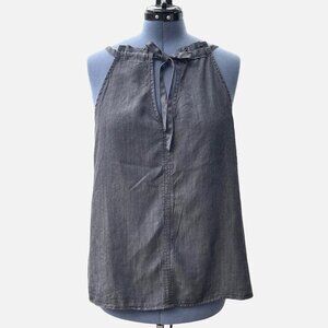 TIME & TRU Chambray Halter Top Tie Back Keyhole Womens XXL / XXXL Black NEW‎